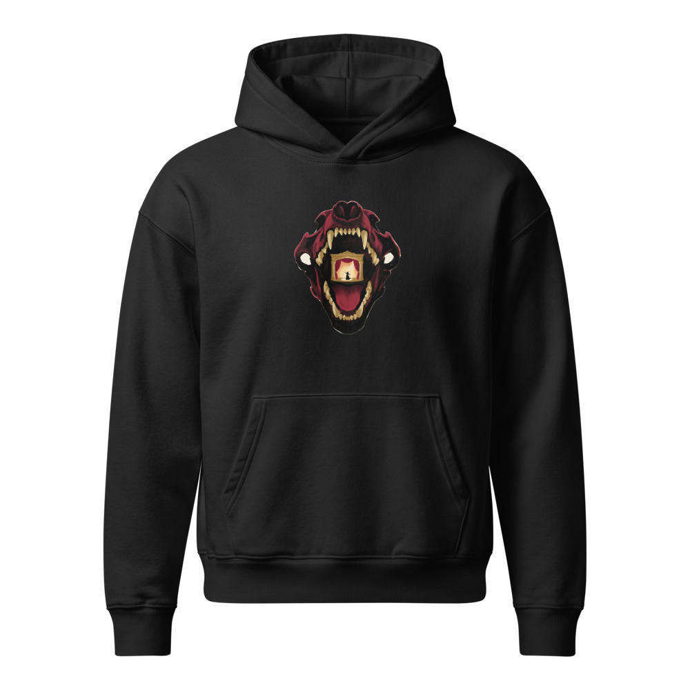 Into the Wolf's Mouth design — In bocca al lupo — Unisex heavyweight hoodie
