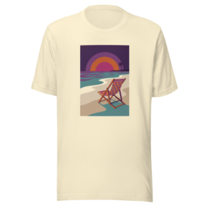 Not My Beach design — Não é a minha praia — on a natural t-shirt