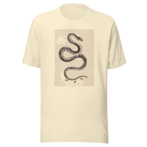 Adding Feet to the Snake design — 画蛇添足 — on a natural t-shirt
