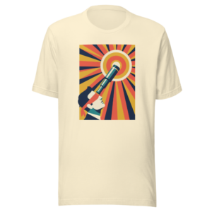Let's See, Said the Blind Man design — Vamos a ver, dijo un ciego — on a natural t-shirt