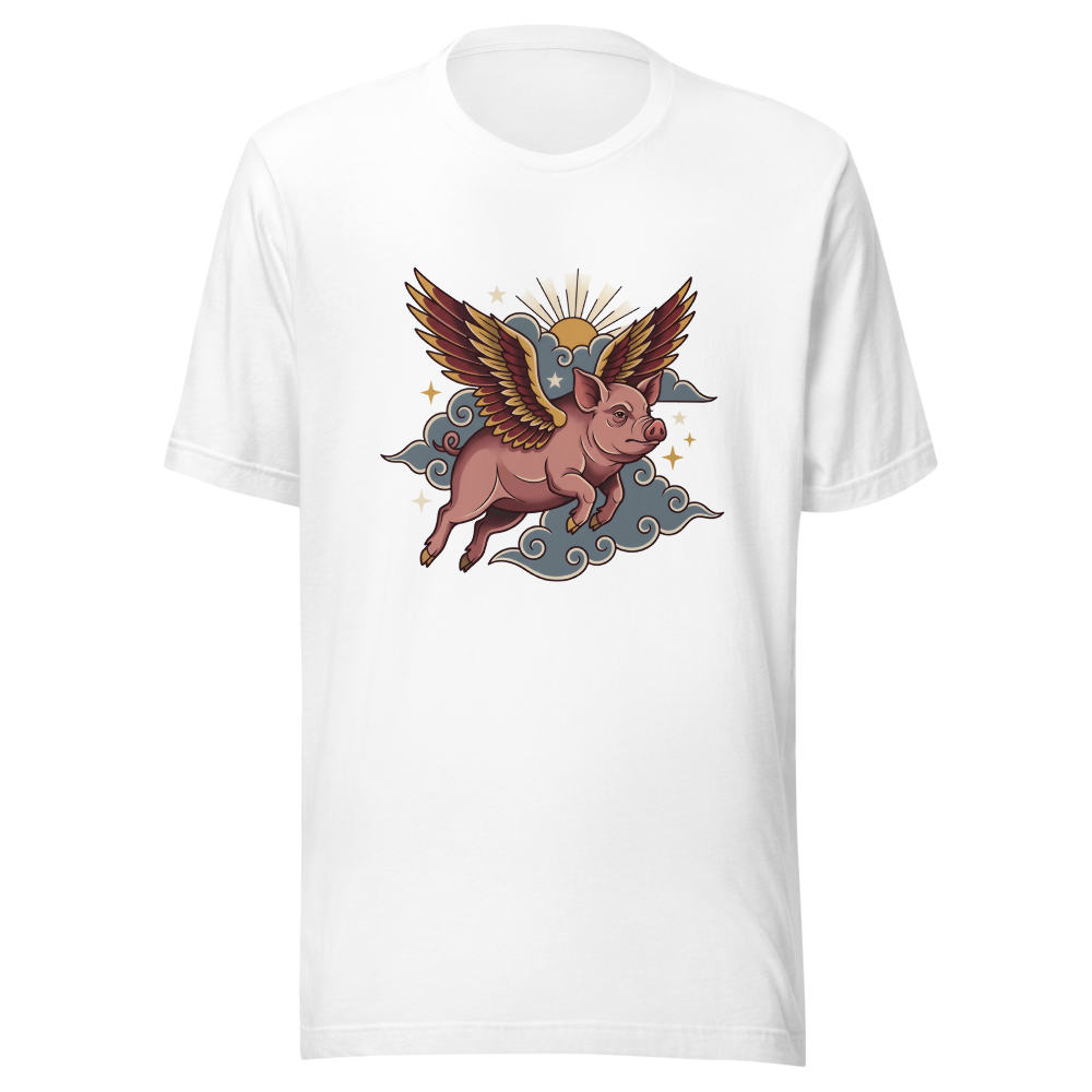 When Pigs Fly design — When pigs fly — on a white t-shirt