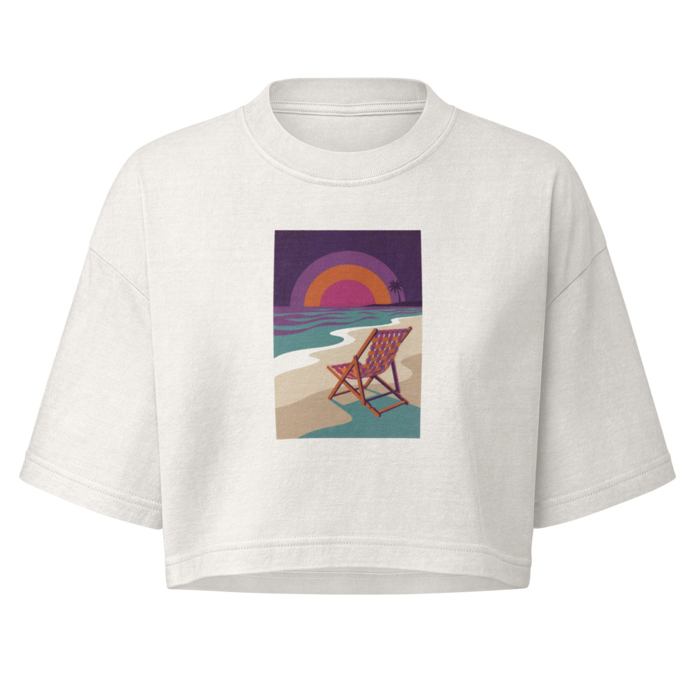 Not My Beach design — Não é a minha praia — Women's garment-dye cropped tee