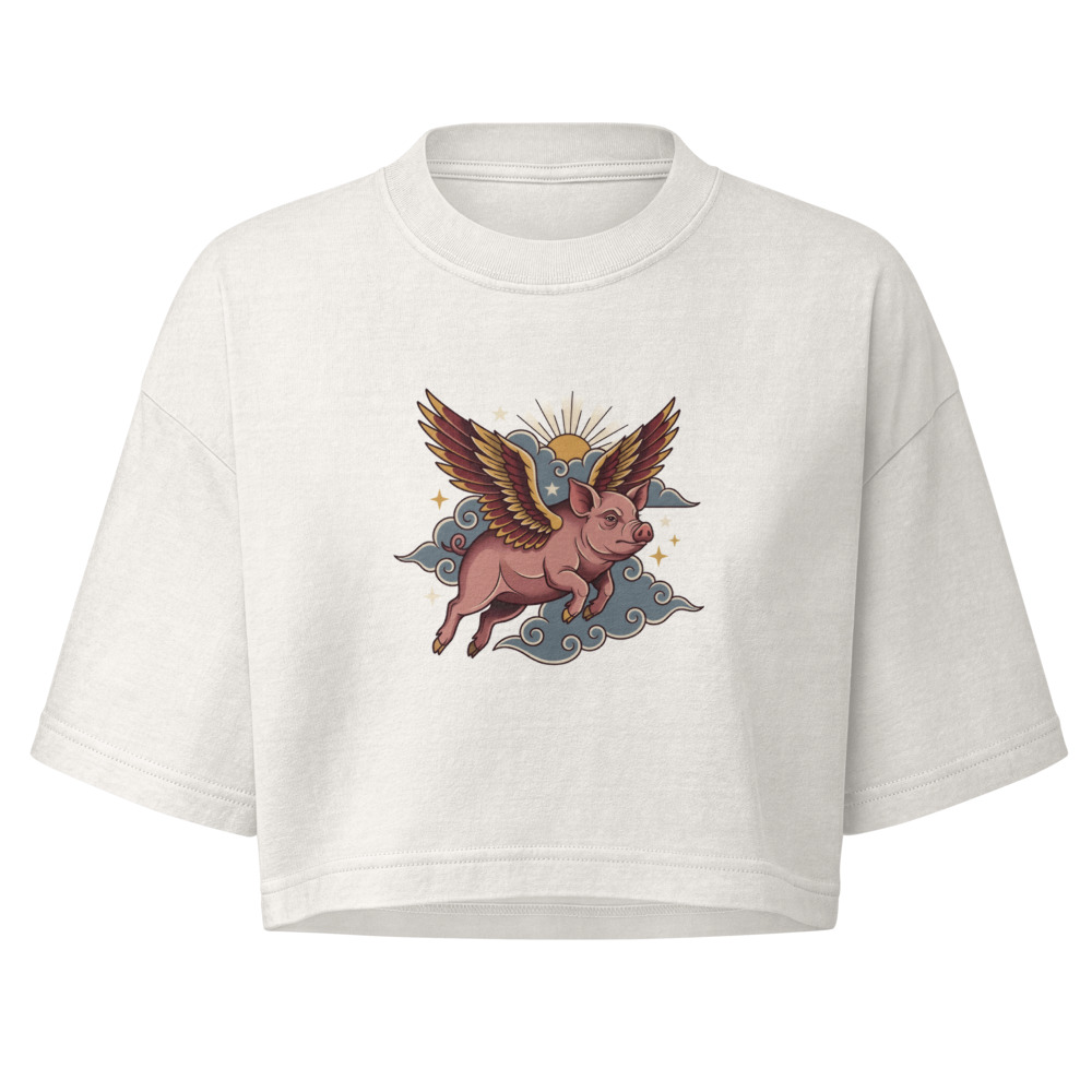 When Pigs Fly design — When pigs fly — Women's garment-dye cropped tee