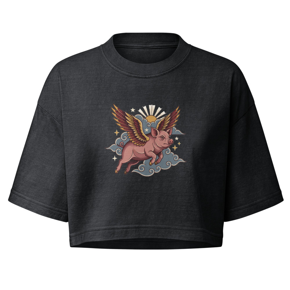 When Pigs Fly design — When pigs fly — Women's garment-dye cropped tee