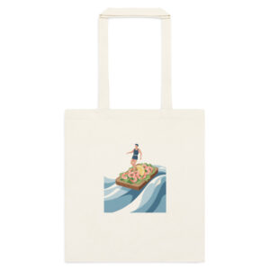 Slide In on a Shrimp Sandwich tote bag in natural, artwork only