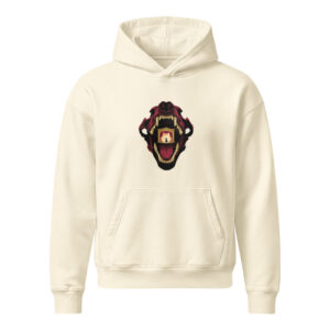 Into the Wolf's Mouth hoodie in cream, artwork only