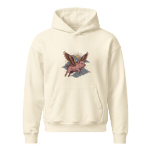When Pigs Fly hoodie in cream, artwork only