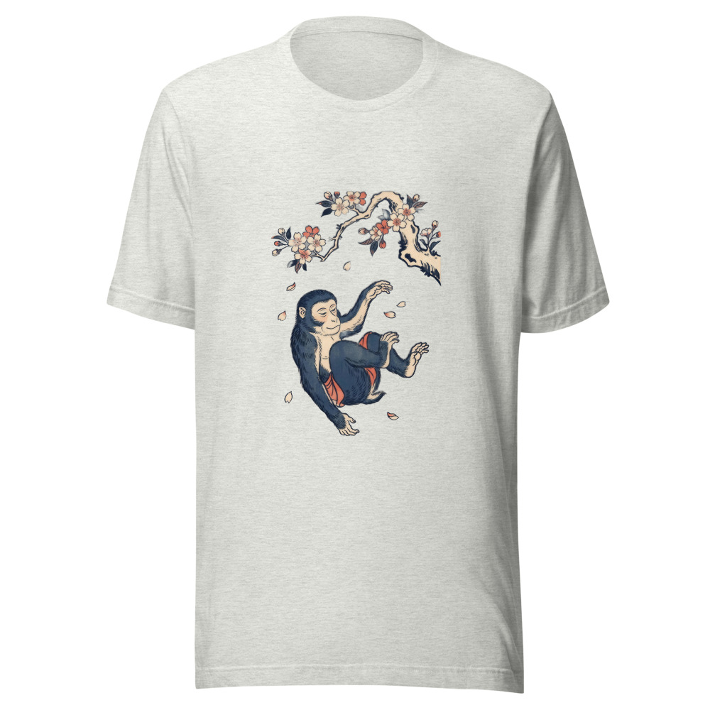 Even Monkeys Fall From Trees tee in ash, artwork only