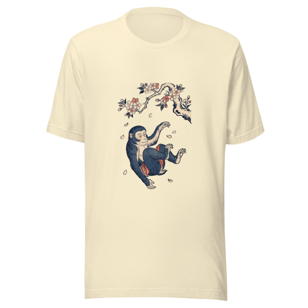 Even Monkeys Fall From Trees tee in natural, artwork only