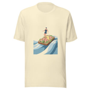 Slide In on a Shrimp Sandwich tee in natural, artwork only