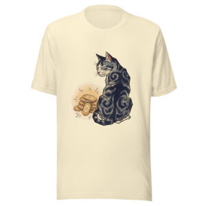 Gold Coins to a Cat tee in natural, artwork only