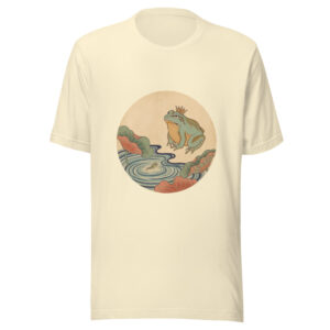 The Frog Forgets the Tadpole tee in natural, artwork only