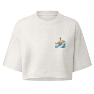 Slide In on a Shrimp Sandwich cropped tee in vintage white, artwork only