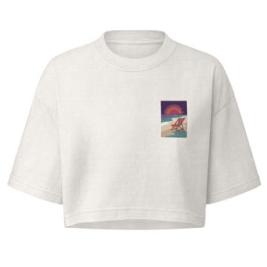 Not My Beach cropped tee in vintage white, artwork only