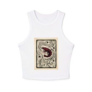 The Sleeping Shrimp racer tank in white, artwork only