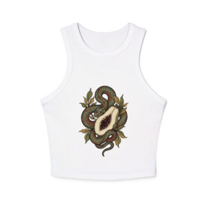 No Dar Papaya racer tank in white, artwork only
